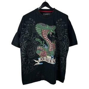 Mens Y2K Avirex Streetwear Cobra Rhinestone Grunge Graphic Shirt Size L